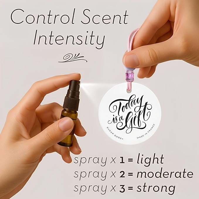 Luxury Car Air Freshener for Women - Refillable & Portable Essential Oil Fragrance Diffuser - Cute Car Accessories & Interior Decor - Mirror Hanging or Vent Clips - Pink Heart Charm, Rose Scent