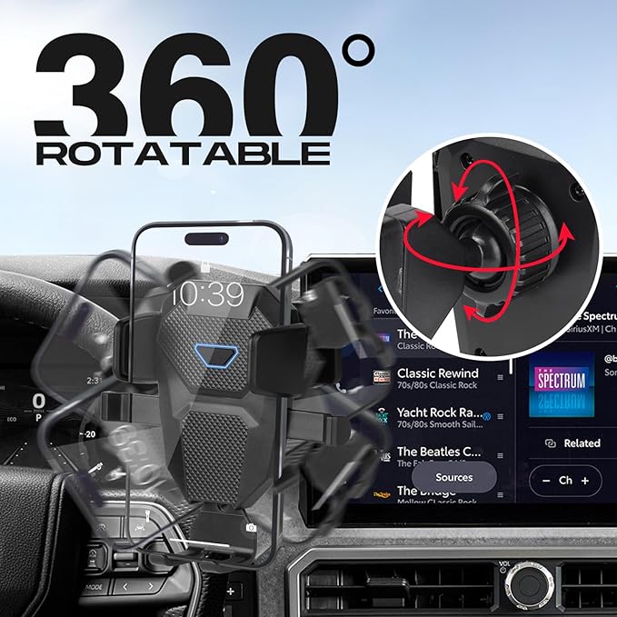 Car Phone Holder for 2024 2025 Toyota Tacoma Accessories ONLY for 14-inch Screen Tacoma Phone Mount 360° Rotation Tacoma Cell Phone Holder Hands-Free Ultra Stable