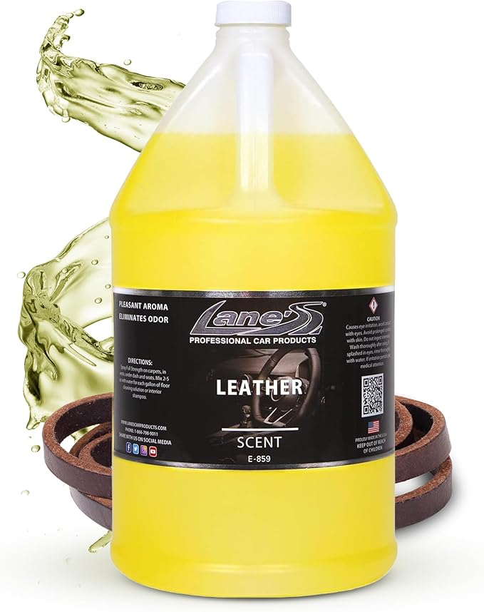 LANE’S Premium Car Air Freshener "Leather" - 128oz Water-Based, Long-Lasting Auto Scent Spray - Food, Pet, Odor Smell Deodorizer for Cars, Trucks, SUVs' Interior Leather, Carpet, Upholstery