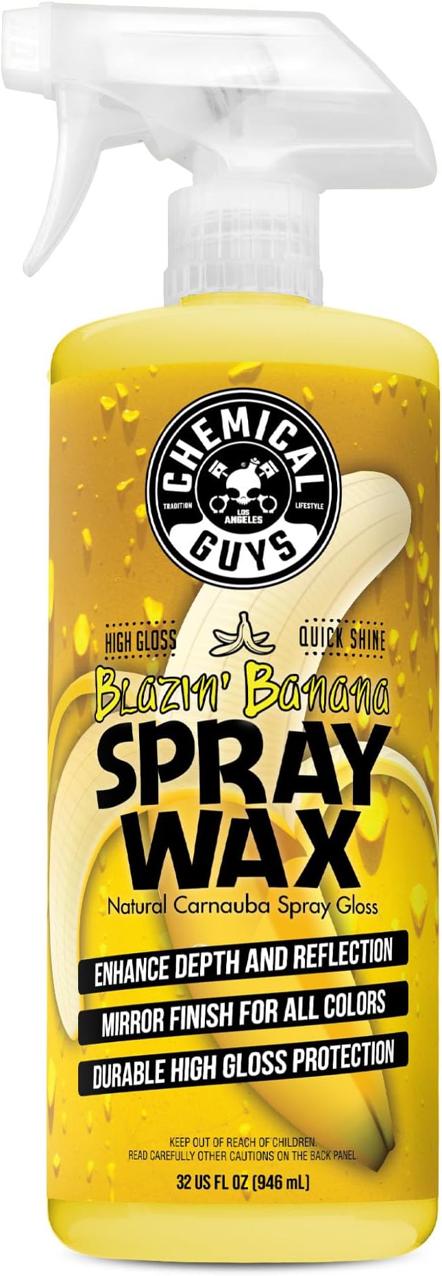 Chemical Guys Blazin' Banana Spray Wax, Natural Carnauba Gloss, Safe for Cars, Trucks, SUVs, RVs & More, Extra Large 32 fl oz
