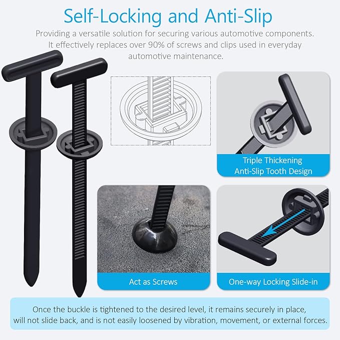 2026 Upgraded Nylon Universal Cable Tie Buckle, Heavy Duty Self-Locking Rivet Zip Ties, Multifunctional Cable Tie Buckle for Car Daily Repair, Home, Office, Garden, Workshop(150Pcs)