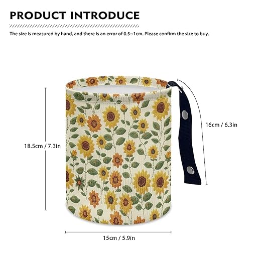 Sunflower Print Collapsible Can Trash Can - Hanging Portable Dustbin Bin for Cars, Camping & Family Gatherings, Easy to Clean