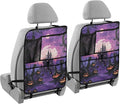 Purple Halloween Bat Pumpkin 2 Pack Backseat Car Organizer with Storage Pockets Seat Back Organizers for Kids Kick Mats Backseat Protector Automotive