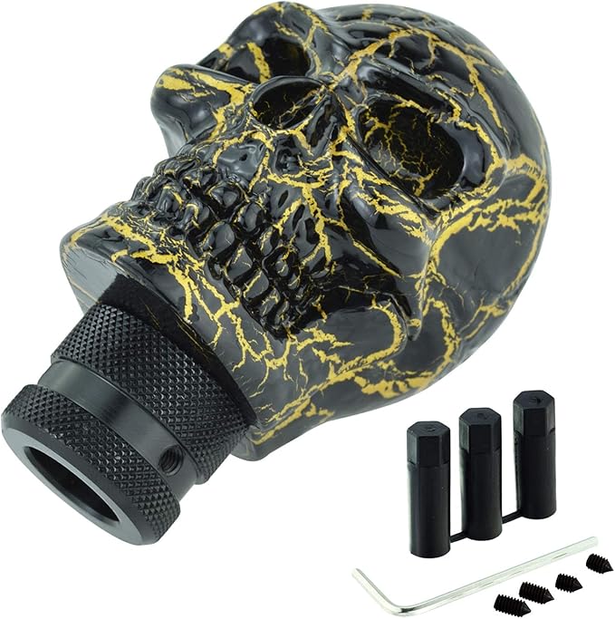 Lunsom Skull Gear Stick Shifter Knob, Resin Gear Shift Head Shifting Stick Handle Car Transmission Fit Automatic Manual Vehicle (Black)