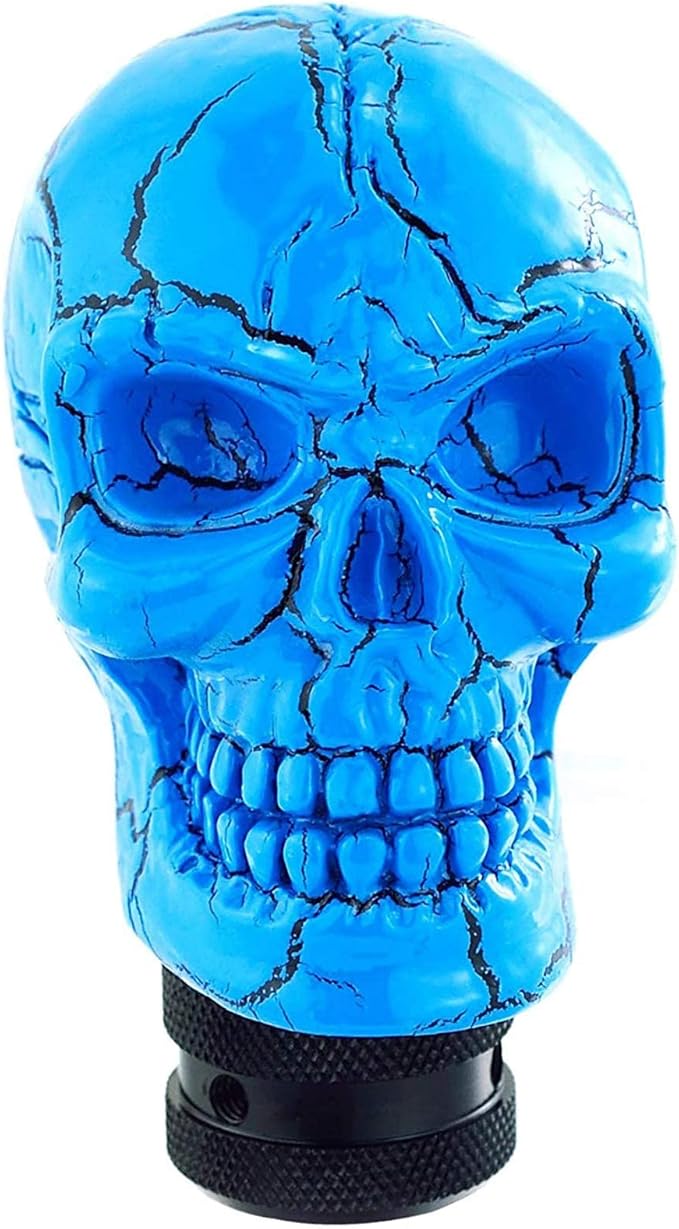 Lunsom Skull Gear Shift Head Resin Shifter Knob Car Transmission Shifting Stick Handle Fit Most Automatic Manual Vehicle (Blue)