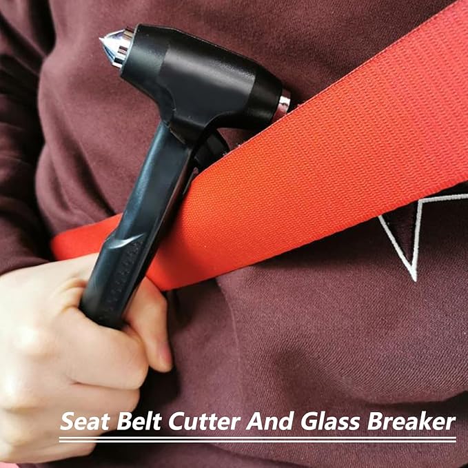 Car Window Breaker, Glass Breaker and Seatbelt Cutter, Emergency Car Glass Safety Hammer, Window Punch Seatbelt Cutter for Family Rescue & Auto Escape Tools(2 Pack, Black)