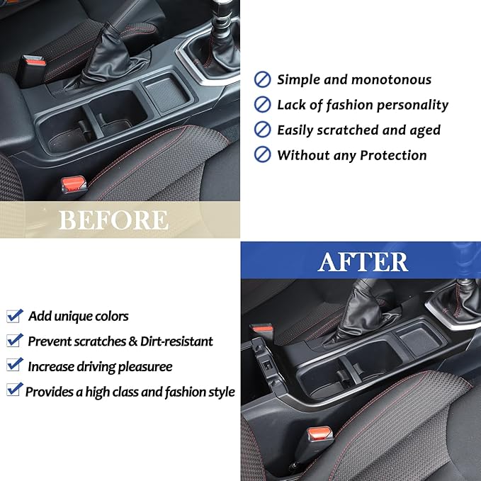 Daeiclru Car Gear Shift Panel Cup Holder Frame Cover Compatible with Subaru WRX Levorg 2022-2025, Center Console Accessories Trim (Matt Black)