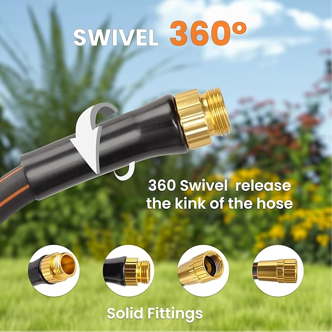 Giraffe Tools Garden Hose 10ft x 5/8'', Short Water Hose Heavy Duty, Lightweight, Flexible Hybrid Hose with Swivel Handle, Male to Female Fittings