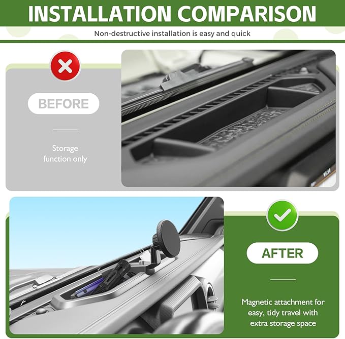 Magnetic Phone Mount Holder for 2018-2023 Jeep Wrangler JL JLU & 2020-2023 Gladiator JT Magnet Dash Cell Phone Cradles Adjustable Phone Stand Accessories for Jeep JL/JT(Not for 4XE/JK/2024+)