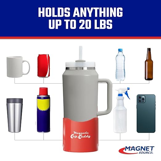 Master Magnetics Magnetic Cup Caddy - Keep Your Favorite Beverage at Hand, 3.3" Inner Diameter, 4.625" Height, Black, Pack of 6, 07583X6