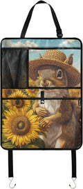 Sunflower Squirrel 1 Pack Backseat Car Organizer with Storage Pockets Seat Back Organizers for Kids Kick Mats Backseat Protector Automotive