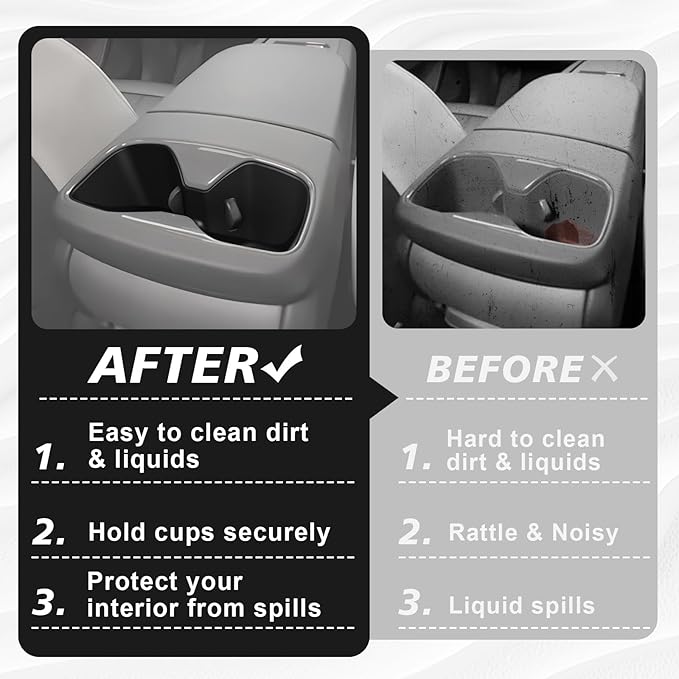 BestEvMod Center Console Rear Cup Holder Compatible with 2024 2025 2026 Kia EV9 Accessories Middle Console Rear Drink Stopper Non-Slip TPE Rubber Organizer Drink Cup Holder