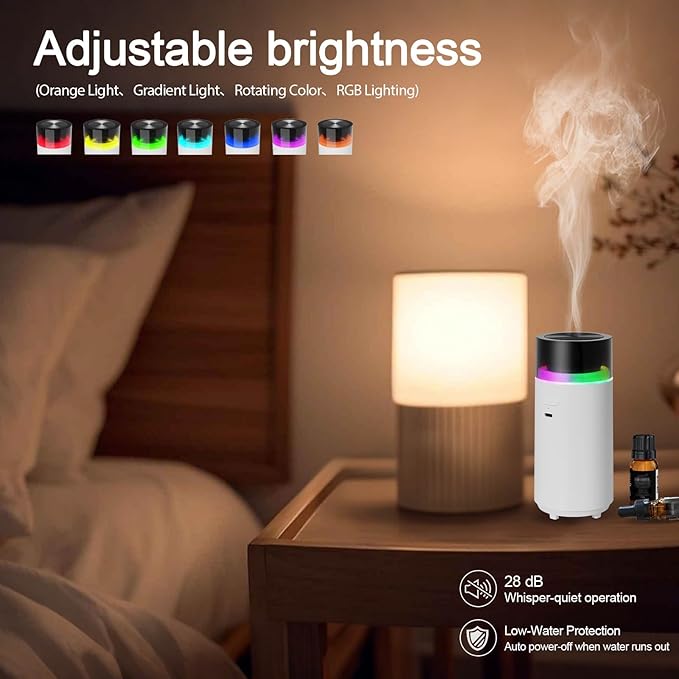 Car Diffusers for Essential Oils,Built-in 3000mAH Rechargeable Battery, Cordless Portable Cool Mist Aromatherapy Diffuser,Auto On/Off with Car,4/8 Timer Modes,for Home,Office,Travel(White)