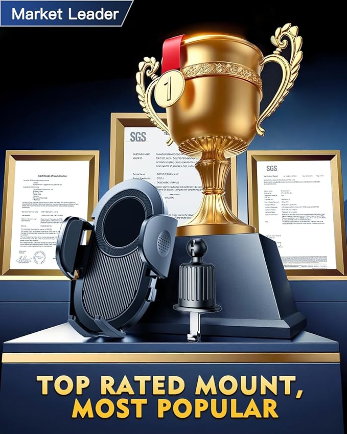 Military-Grade Construction Car Phone Holder Vent 2025 Cell Phone Mount Smartphone Upgraded Steel-Hook Clip Stand Universal Automobile Truck Cradle for iPhone 17 Pro Max 16 15 Samsung