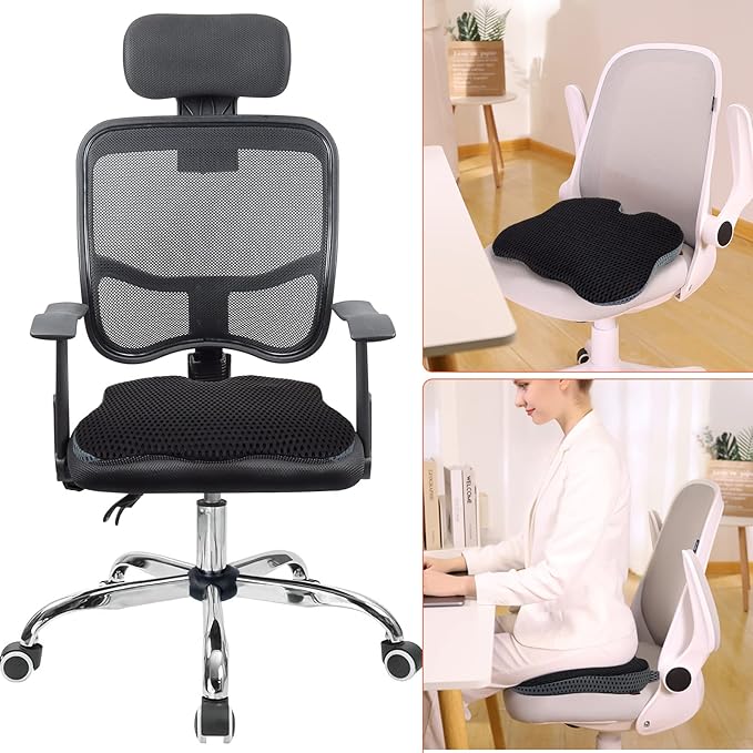 Car Seat Cushion, Comfort Memory Foam Car Cushions for Driving, Seat Cushion for Car Seat Driver with Wedge Design & Raised Back to Broaden Vision, Provides Comfort for Car, Truck, Office Chair