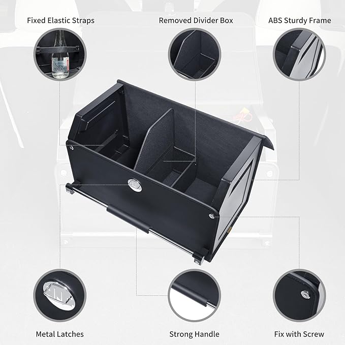 Car Trunk Organizer, Push-pull Handle, Leather Collapsible 2 Compartments Car Organizers with Lid, Car Trunk Storage Organizer, Suitable for All Kinds of Cars, SUV, Minivan (Large, Black)