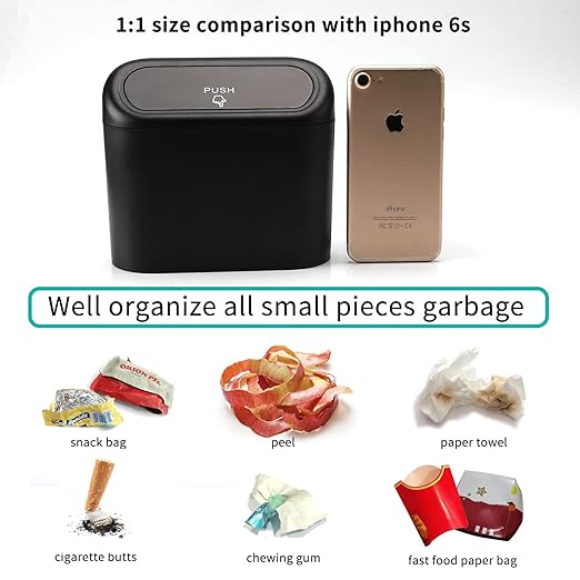 Accmor 2 Pack Car Trash Can with Lid, Mini Auto Dustbin, Leakproof Vehicle Garbage Bin with 90pcs Trash Bags, Multipurpose Interior Accessories Storage Container Cute Garbage Bin for Car, Office, Home