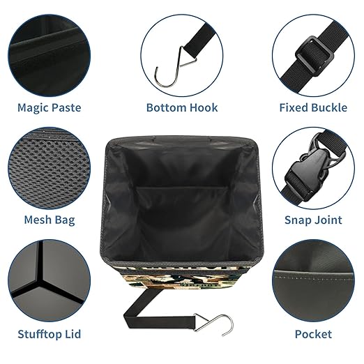 Bigfoot Car Trash Can with Lid Collapsible Reusable Waterproof Car Garage Bag,Automotive Garbage Can,Car Accessories Interior Car Organizer