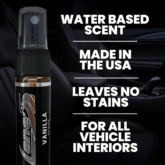 LANE’S Premium Car Air Freshener "Vanilla" - 1oz Water-Based, Long-Lasting Auto Scent Spray - Food, Pet, Odor Smell Deodorizer for Cars, Trucks, SUVs' Interior Leather, Carpet, Upholstery