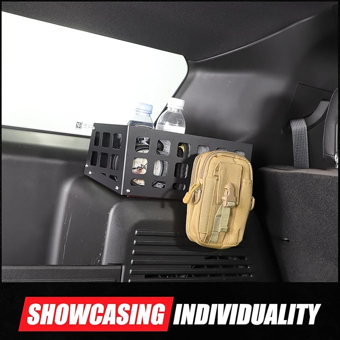 Aluminum Rear Trunk Cargo Organizer Compatible with 2024 2025 2026 Hummer EV Accessories Trunk Storage Management System Rack Modular Storage Box Basket (Left Side-Black)