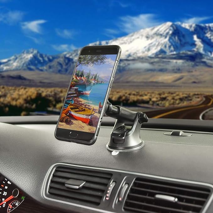 APPS2Car Magnetic Phone Holder for Car, Bling Dashboard/Windshield Sturdy Suction Cup Phone Holder, Crystal Magnetic Phone Mount[6 Strong Magnets & Adjustable Telescopic Arm] for All Smartphones