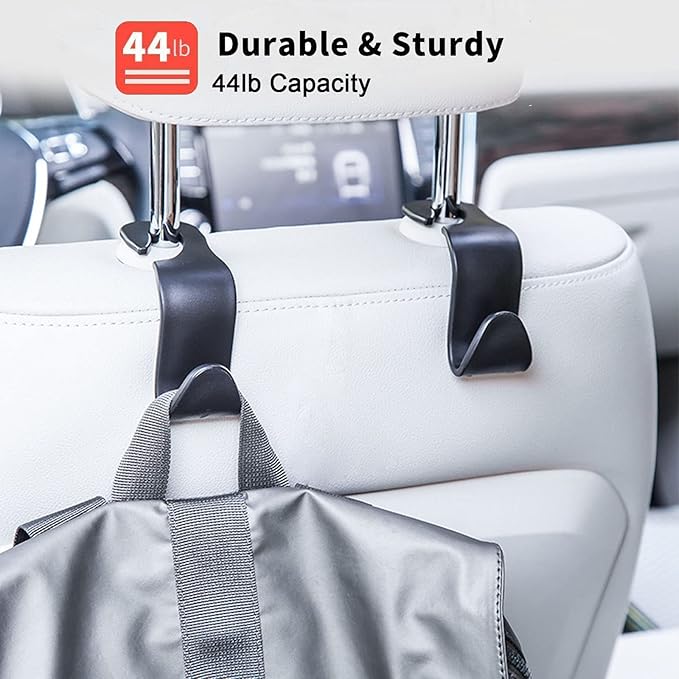 Car Seat Headrest Hook 4 Pack Vehicle Backpack Hooks Hanger Vehicles Holder Organizer for Purses,Bags,Cloths,Car Water Bottle Hook Seat Accessories