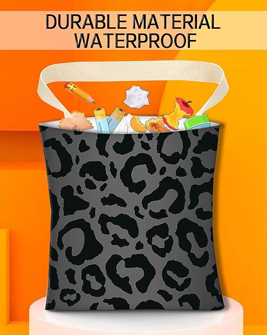 Car Garbage Can, Hanging Car Trash Can Bag for Accessories, Vehicle, Travelling, Camping, Back Seat Organizer, Luxury Black Leopard