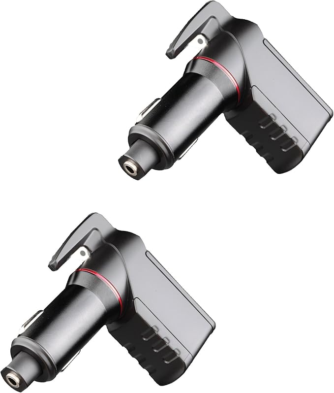 Ztylus Stinger Car Emergency Tool, Spring-Loaded Window Breaker, Car Safety Hammer, Seatbelt Cutter and Window Glass breaker, Car Escape Tool, USB Car Charger, 2 USB Ports Max 2.4A (2 pcs Black Combo)