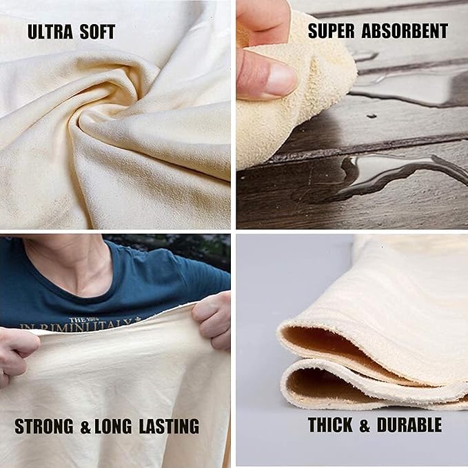 Chamois Cloth for Car, Drying Towel Large Natural Shammy Cleaning Cloth Towel Real Leather Car Washing Wipes (35'' x 23.6'')
