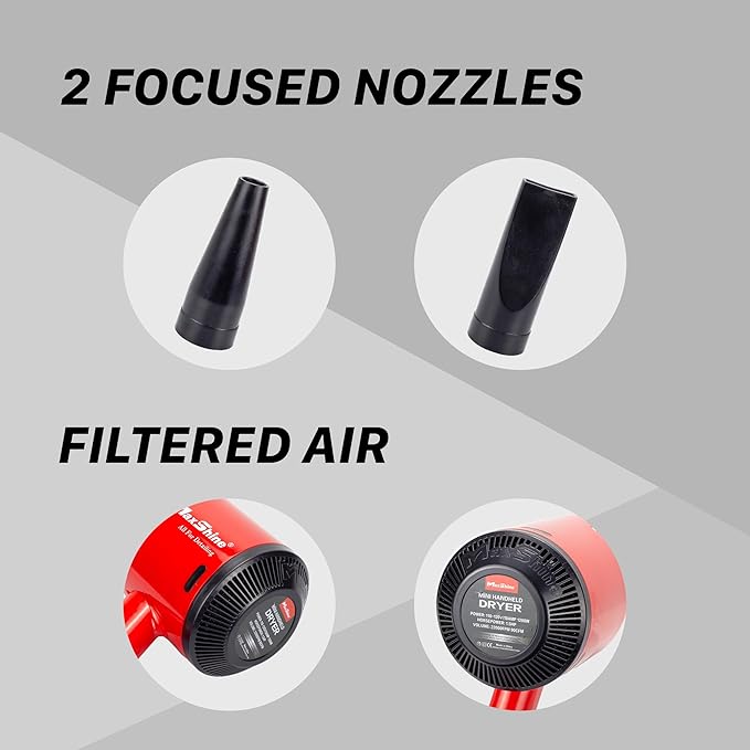 Maxshine Portable Car Dryer Air Blower with 2 Nozzles | Compact Handheld Power Blower for Car Drying, Cleaning, Detailing, Waxing & Coating | Ideal for Cars, Boats, Motorcycles, RVs & Home Use