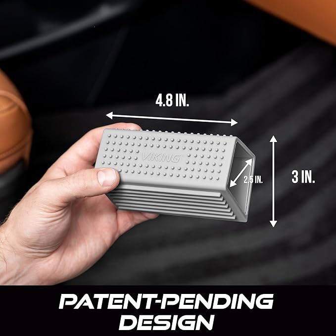 VIKING Pet Hair Remover for Car Detailing Kit, Reusable Dog and Cat Hair Remover, Silicone Brush for Carpet, Home, and Automotive Use, Grey, 4.8 x 2.5 x 3 Inch