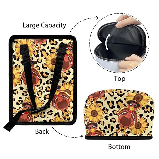 1.2 Gallons Car Garbage Can, Thanksgiving Turkey Car Trash Can Front Seat, Adjustable Hanging for Tail of Console/Back of Seat, Odor-Free with Zipper Leak-Proof Design, for Convenience