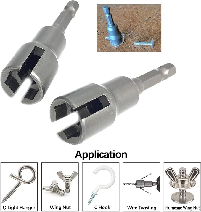 (2pc) Power Wing Nut Driver Set,Slot Wing nuts Drill Bit Socket Wrenches Tools Set,1/4" Hex Shank Drills Bits for Panel Nuts screws bolt