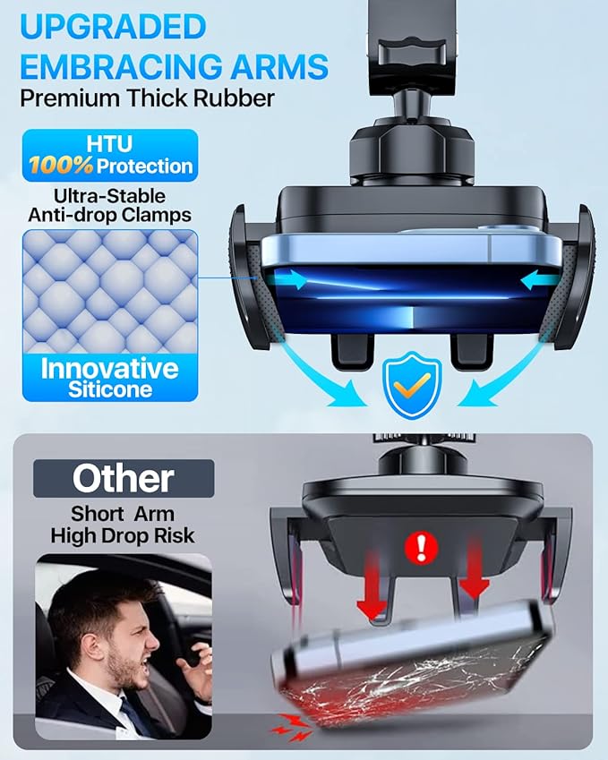 HTU 【98+LBS Strongest Suction & Military-Grade】 Ultimate Car Phone Mount【Patent & Safety Certs】 Cell Phone Holder Truck Stand for Dashboard Windshield Vent for iPhone 17 Pro Max 16 15 Samsung (Pink)
