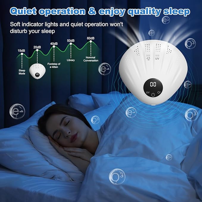 Portable Air Freshener with Ion Technology - Plug-in & Battery Powered for Home, Car, Pet Areas | 72H Runtime, Seashell Design, Compact Travel Use