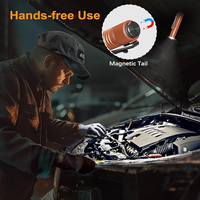 VTIGER T1A Mini Pocket EDC Flashlight with Clip,1300 Lumen Compact AA Rechargeable LED Little Flashlights, Super Bright Tail Switch Small Flash Light with Magnet for Camping,Hiking,Outdoor,Emergency