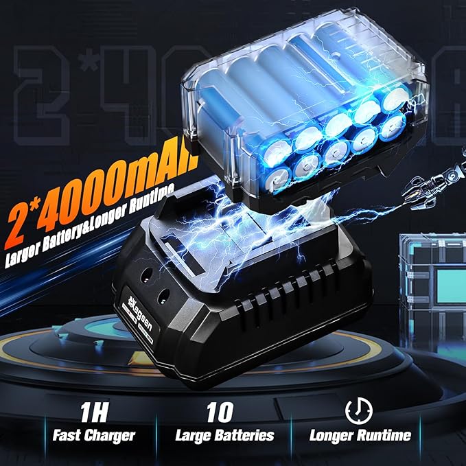 1/2 inch Cordless Impact Wrench, 900Ft-lbs (1200N.m) High Torque Brushless Impact Gun,3800RPM,2x4000mAh Battery, 5 Sockets,LED Light,Electric Impact Motor Variable Speeds for Car/Mower/Pickup