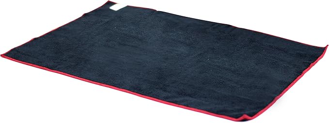 Maxshine Microfiber Detailing Towel 16” x 24” (330GSM) – Ultra-Soft Black Towel with Red Sewn Border | Lint-Free, Scratch-Free | Auto, Boat & Marine Polishing, Cleaning & Interior Detailing