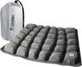 Inflatable Travel Seat Cushion with Built-in Pump & Carry Bag (Grey Cushion with Silver Storage Bag)