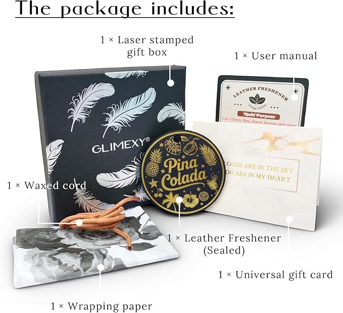 Leather Air Freshener for Car Pina Colada Crazy Horse Leather Car Mirror Hanging Accessories Multi Purpose Car Charm for Interior Decor Gifts for Friends Women