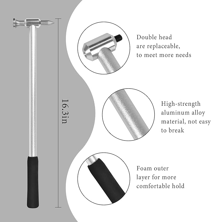 WHDZ Paintless Dent Repair Tools Car Dent Removal Hammer Aluminum Tap Down Tools with Tips