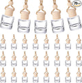 Domensi 70 Pieces Hanging Car Diffuser Air Freshener Bottle Bulk Empty Glass Refillable Perfume Bottles Oil Diffuser Aromatherapy Pendant for Auto Interior Ornaments Decor (Clear)