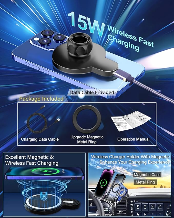 PZK Car Phone Mount for Honda Accord 2018 2019-2021 2022 Accessories 10th Gen Accord for 8-inch Screen 360° Rotation Magnetic 15W Fast Wireless Charger Phone Holder Not Affect Vent with Stroage Box