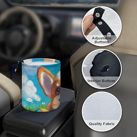 Cute Car Trash Can Cute Corgi Print Automotive Accessories for Interior Organizer Truck SUV RV Vehicle Home Office Small Portable Hanging Garbage Bags
