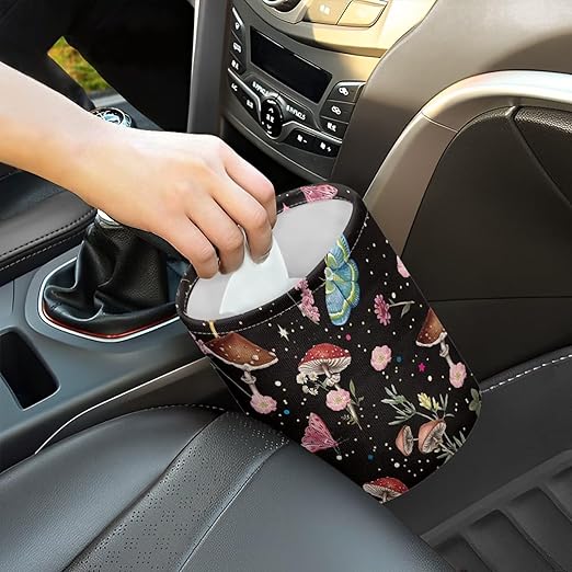 Murshroom Trash Bag, Car Garbage Can Hanging Back Seat Organizer Trash Can Bin for Vehicle, Travelling, Camping