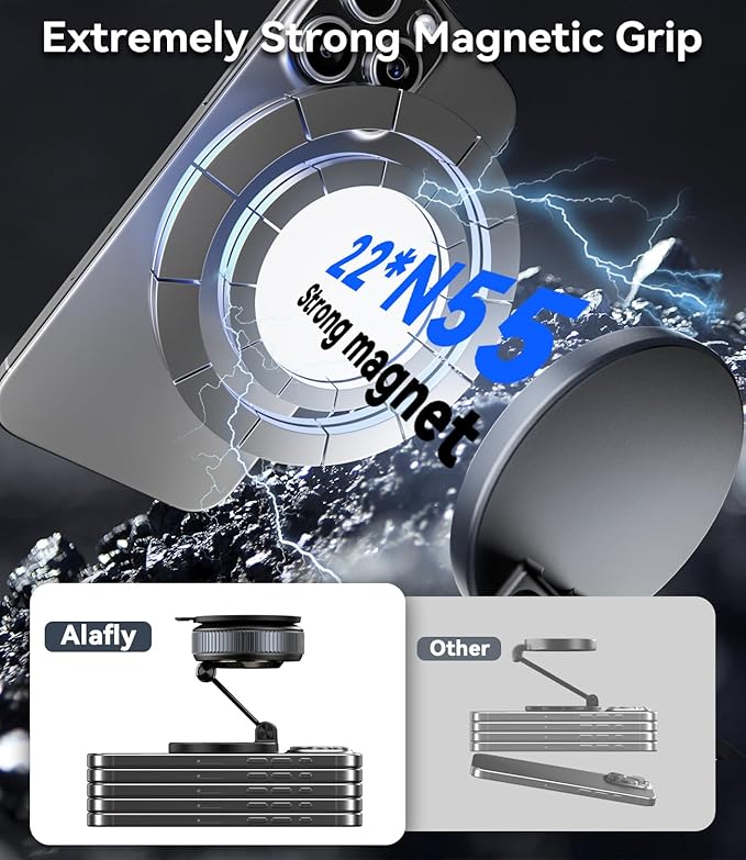 Vacuum Magnetic Phone Holder, 360° Adjustable Magnetic Car Phone Holder, 2025 Upgraded Magsafe Suction Cup Phone Mount for Your Car/Gym/Mirror Mount for iPhone & Android