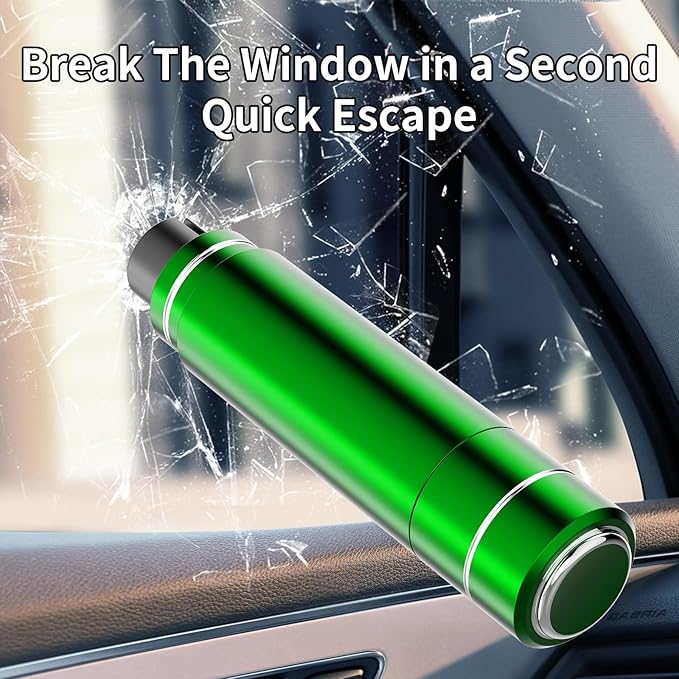 HHXS 2 Pack Window Breaker Seatbelt Cutter Car Window Breaker Safe Hammer Emergency Escape Tool, Glass Breaker Car Escape Tool Life-Saving Emergency Artifact(Green)