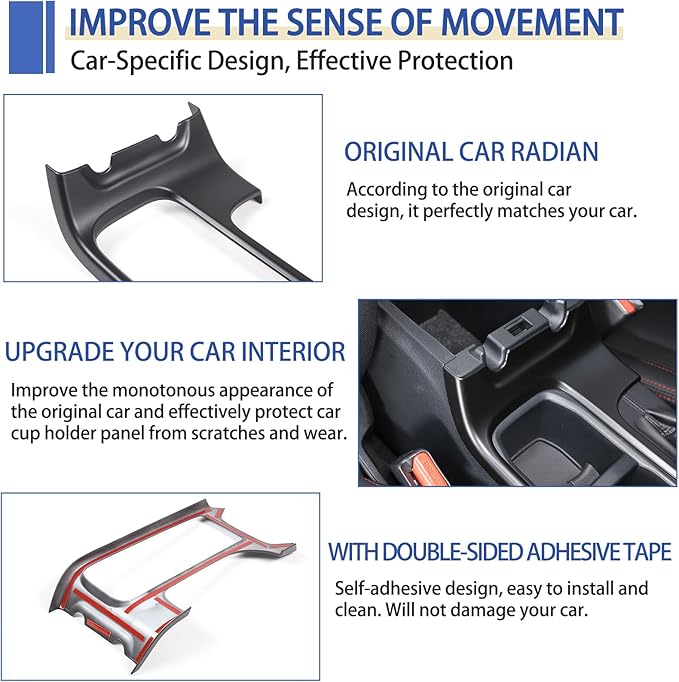 Daeiclru Car Gear Shift Panel Cup Holder Frame Cover Compatible with Subaru WRX Levorg 2022-2025, Center Console Accessories Trim (Matt Black)