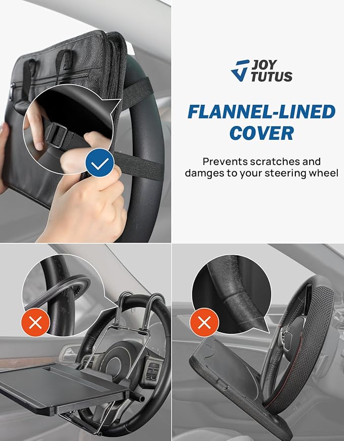 JOYTUTUS 3 in 1 Steering Wheel Eating Tray, Car Back Seat Laptop Desk, Multifunctional Office Bag, Car Work Table for Writing, Car Organizer for Kids, Commuters, Family