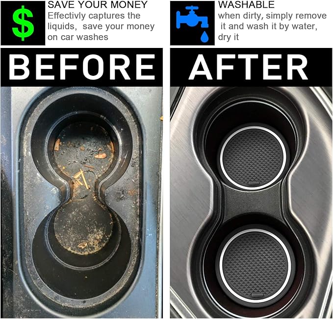 SENSHINE for Honda Civic Accessories 2022 2023 2024 2025 2026 11th Gen Sedan Cup Holder Insert Center Console Liner Door Slot Mats Pad Coaster Rubber Custom Interior 17PC (White Trim, Glow in Dark)